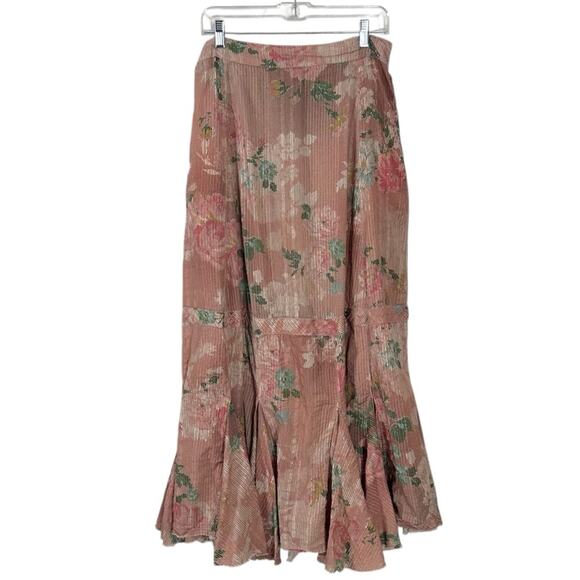 Free People Ethereal Dainty Cottage Bordeaux Floral Maxi Skirt Size Large - Picture 7 of 15